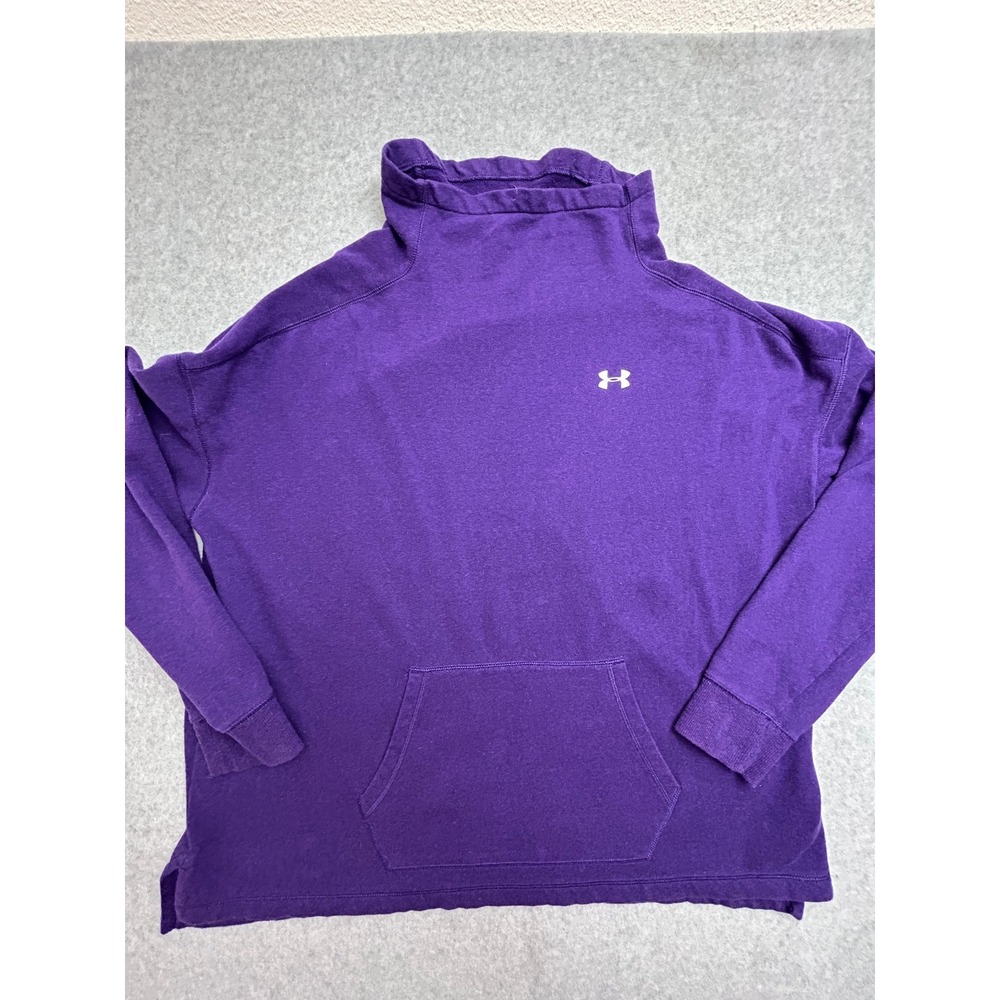 Under Armour ColdGear Funnel Neck Sweatshirt Purple Loose Fit 2XL Pullover